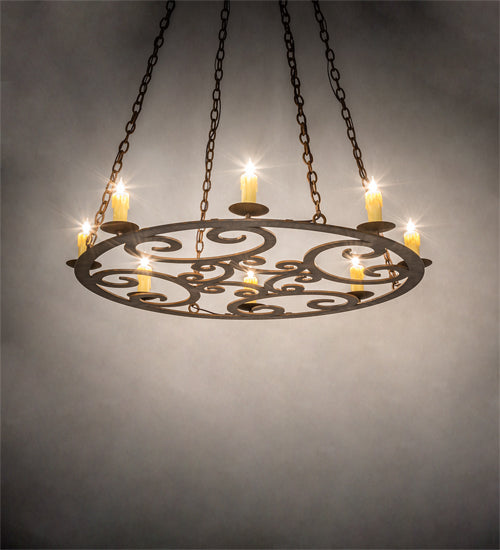 Meyda Lighting Ashley 42" 8-Light Rustic Iron Chandelier With Ivory Faux Candlelight