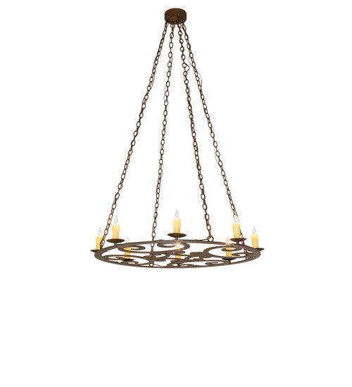Meyda Lighting Ashley 42" 8-Light Rustic Iron Chandelier With Ivory Faux Candlelight
