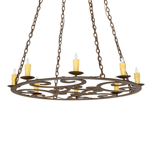 Meyda Lighting Ashley 42" 8-Light Rustic Iron Chandelier With Ivory Faux Candlelight