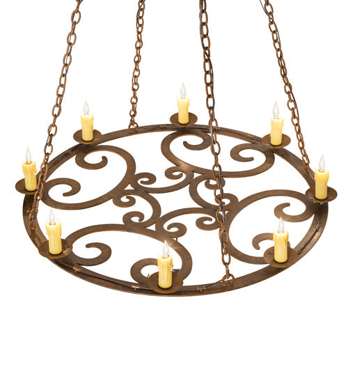 Meyda Lighting Ashley 42" 8-Light Rustic Iron Chandelier With Ivory Faux Candlelight