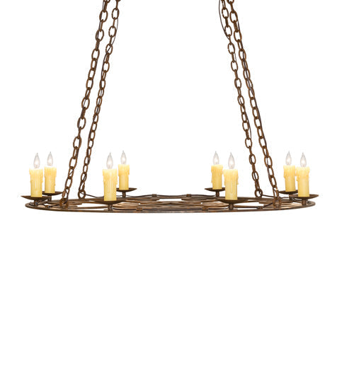 Meyda Lighting Ashley 42" 8-Light Rustic Iron Chandelier With Ivory Faux Candlelight