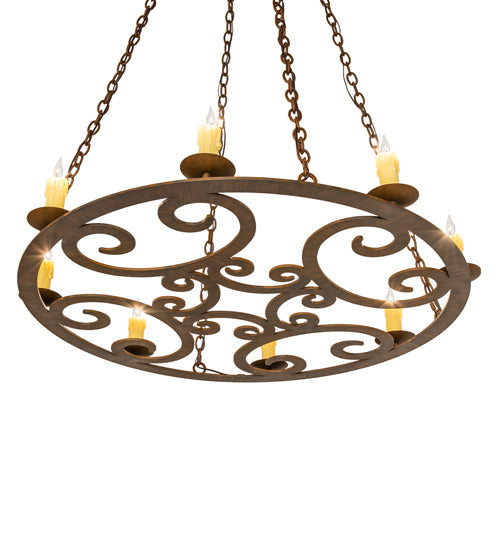 Meyda Lighting Ashley 42" 8-Light Rustic Iron Chandelier With Ivory Faux Candlelight