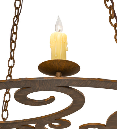 Meyda Lighting Ashley 42" 8-Light Rustic Iron Chandelier With Ivory Faux Candlelight