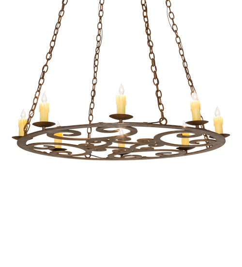 Meyda Lighting Ashley 42" 8-Light Rustic Iron Chandelier With Ivory Faux Candlelight