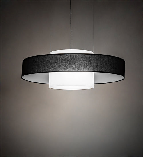 Meyda Lighting Ashton 36" Brushed Copper Pendant Light With Black Textrene & Statuario Idalight Shade