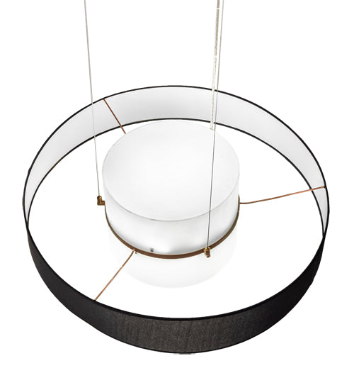 Meyda Lighting Ashton 36" Brushed Copper Pendant Light With Black Textrene & Statuario Idalight Shade