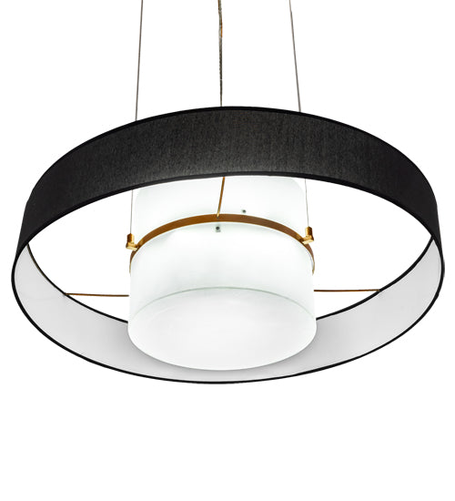 Meyda Lighting Ashton 36" Brushed Copper Pendant Light With Black Textrene & Statuario Idalight Shade