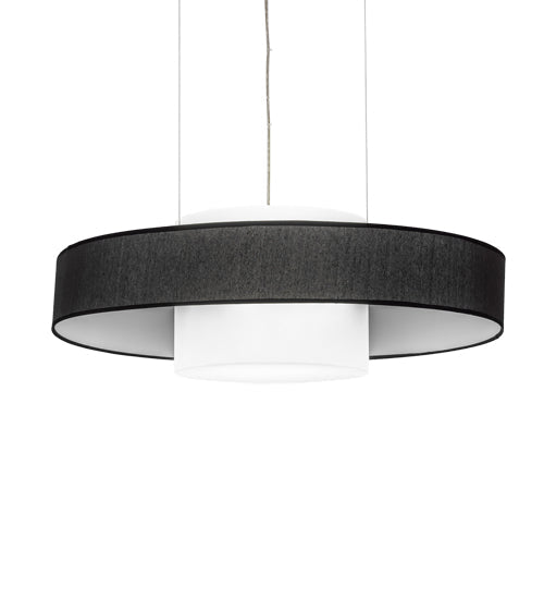 Meyda Lighting Ashton 36" Brushed Copper Pendant Light With Black Textrene & Statuario Idalight Shade