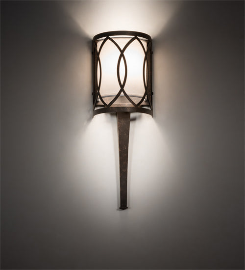 Meyda Lighting Ashville 221009 6" Gilded Tabacco Wall Sconce With Laura Cream Textrene Shade