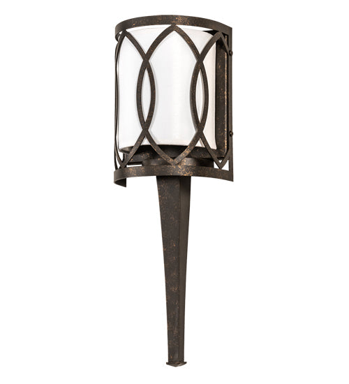 Meyda Lighting Ashville 221009 6" Gilded Tabacco Wall Sconce With Laura Cream Textrene Shade