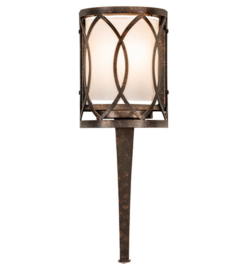 Meyda Lighting Ashville 221009 6" Gilded Tabacco Wall Sconce With Laura Cream Textrene Shade