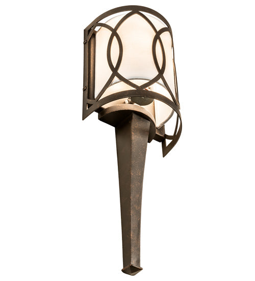 Meyda Lighting Ashville 221009 6" Gilded Tabacco Wall Sconce With Laura Cream Textrene Shade