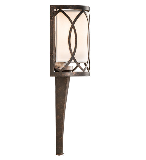 Meyda Lighting Ashville 221009 6" Gilded Tabacco Wall Sconce With Laura Cream Textrene Shade