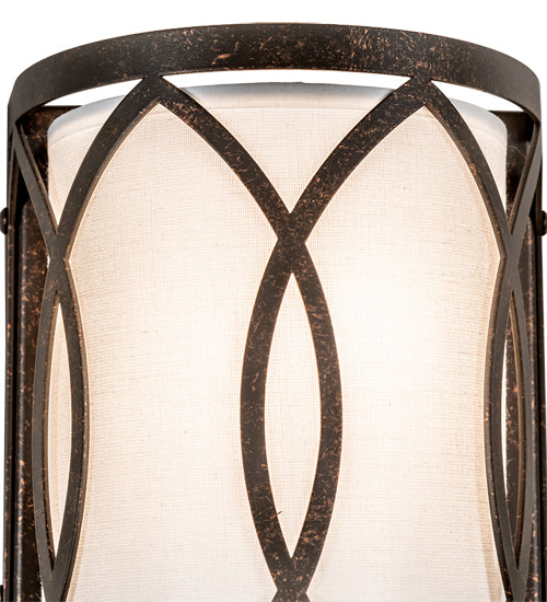 Meyda Lighting Ashville 221009 6" Gilded Tabacco Wall Sconce With Laura Cream Textrene Shade