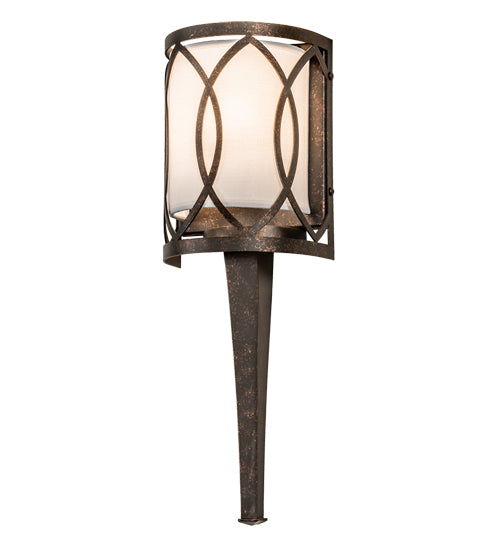 Meyda Lighting Ashville 221009 6" Gilded Tabacco Wall Sconce With Laura Cream Textrene Shade