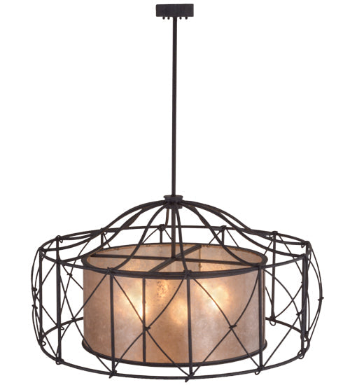 Meyda Lighting Aspen 49" 8-Light Antique Iron Gate Pendant Light With Silver Mica Shade Glass