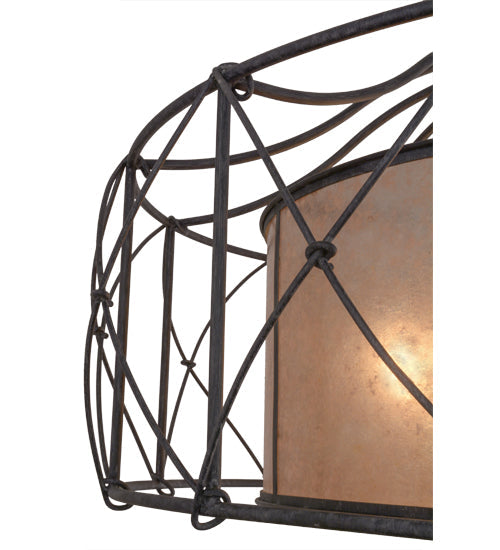 Meyda Lighting Aspen 49" 8-Light Antique Iron Gate Pendant Light With Silver Mica Shade Glass