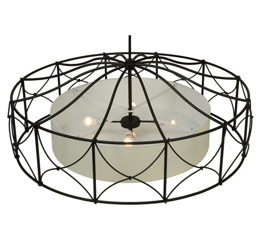 Meyda Lighting Aspen 53" 4-Light Antique Rust Semi-flush Mount Ceiling Light With White Textrene & Statuario Idalight Shade