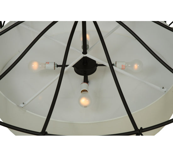Meyda Lighting Aspen 53" 4-Light Antique Rust Semi-flush Mount Ceiling Light With White Textrene & Statuario Idalight Shade