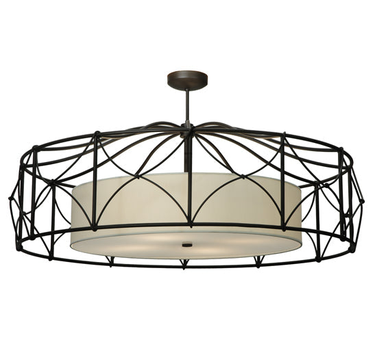 Meyda Lighting Aspen 53" 4-Light Antique Rust Semi-flush Mount Ceiling Light With White Textrene & Statuario Idalight Shade