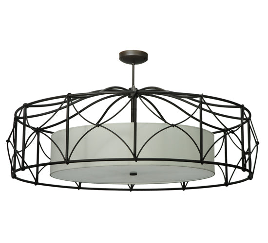 Meyda Lighting Aspen 53" 4-Light Antique Rust Semi-flush Mount Ceiling Light With White Textrene & Statuario Idalight Shade