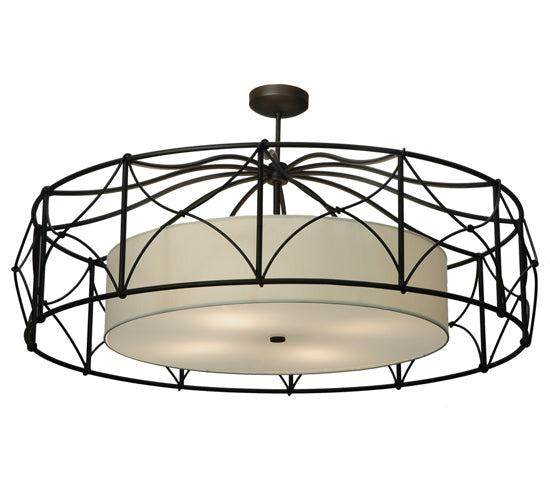 Meyda Lighting Aspen 53" 4-Light Antique Rust Semi-flush Mount Ceiling Light With White Textrene & Statuario Idalight Shade