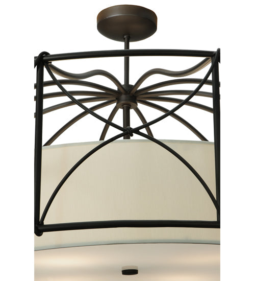 Meyda Lighting Aspen 53" 4-Light Antique Rust Semi-flush Mount Ceiling Light With White Textrene & Statuario Idalight Shade