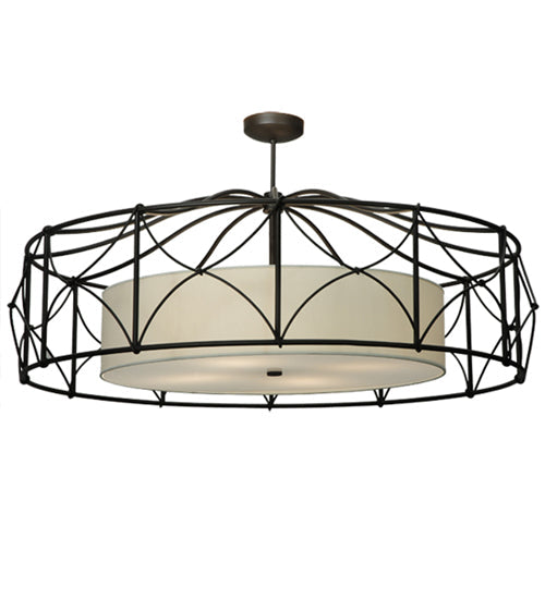 Meyda Lighting Aspen 53" 4-Light Antique Rust Semi-flush Mount Ceiling Light With White Textrene & Statuario Idalight Shade