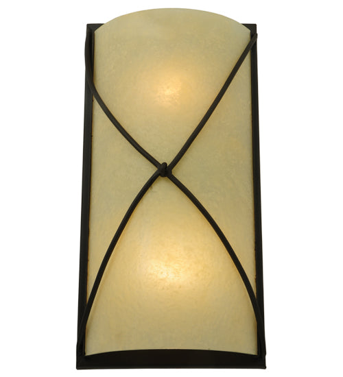 Meyda Lighting Aspen 9" 2-Light Oil Rubbed Bronze Wall Sconce With Clear Seeded Shade Glass