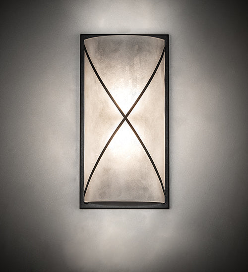 Meyda Lighting Aspen 9" 2-Light Textured Black Wall Sconce With Contrail Mist Shade