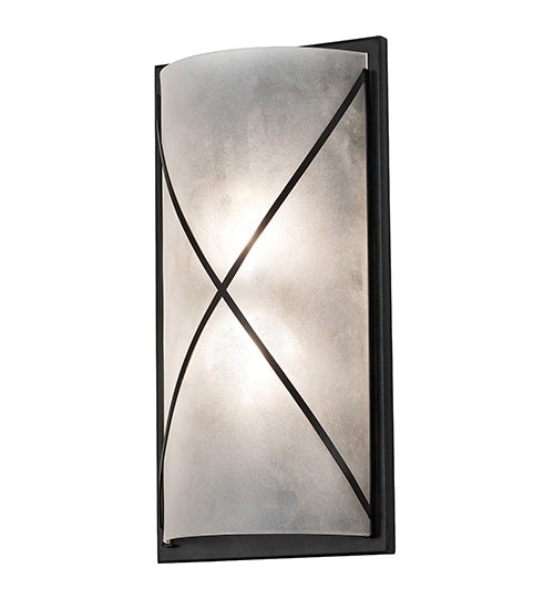 Meyda Lighting Aspen 9" 2-Light Textured Black Wall Sconce With Contrail Mist Shade