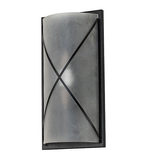 Meyda Lighting Aspen 9" 2-Light Textured Black Wall Sconce With Contrail Mist Shade