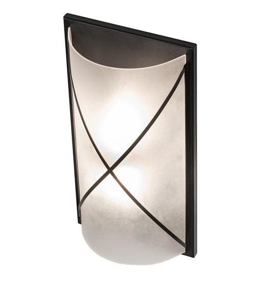 Meyda Lighting Aspen 9" 2-Light Textured Black Wall Sconce With Contrail Mist Shade