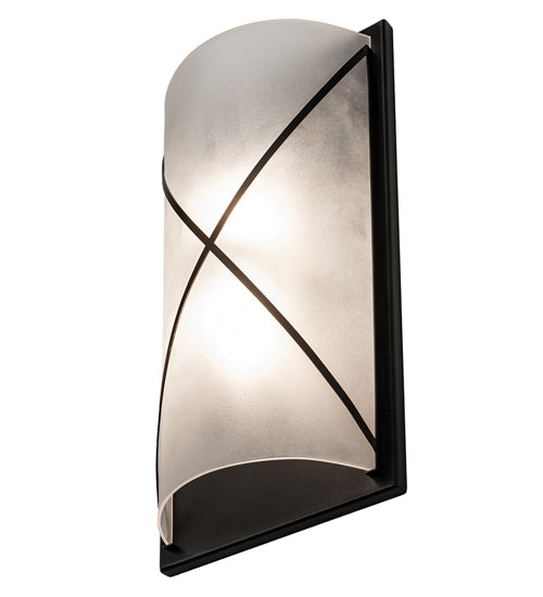 Meyda Lighting Aspen 9" 2-Light Textured Black Wall Sconce With Contrail Mist Shade