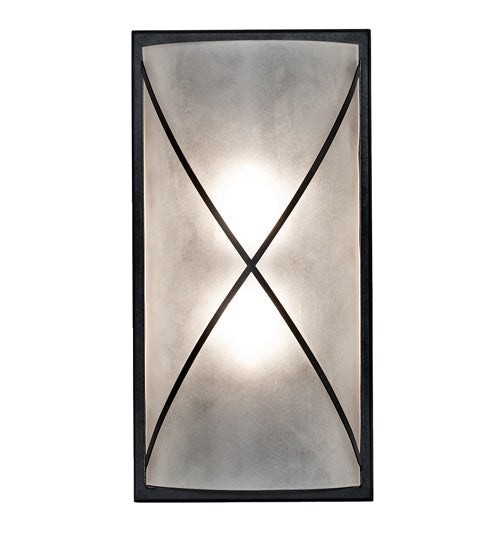 Meyda Lighting Aspen 9" 2-Light Textured Black Wall Sconce With Contrail Mist Shade