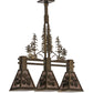 Meyda Lighting Aspen Leaf 30" 3-Light Antique Copper Island Pendant Light With Silver Mica Shade Glass