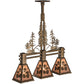 Meyda Lighting Aspen Leaf 30" 3-Light Antique Copper Island Pendant Light With Silver Mica Shade Glass