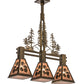 Meyda Lighting Aspen Leaf 30" 3-Light Antique Copper Island Pendant Light With Silver Mica Shade Glass