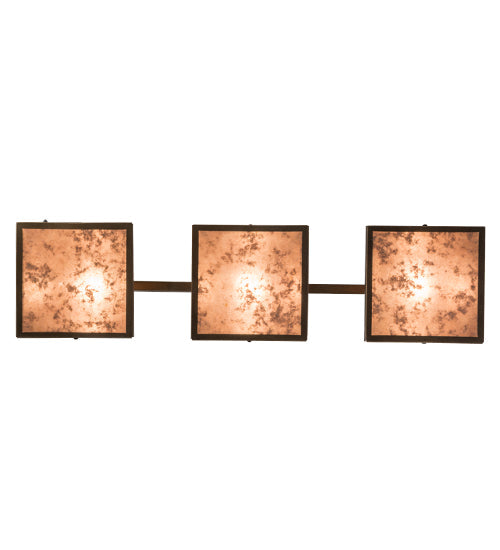 Meyda Lighting Aspen Leaf 30" 3-Light Antique Copper Island Pendant Light With Silver Mica Shade Glass