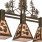 Meyda Lighting Aspen Leaf 30" 3-Light Antique Copper Island Pendant Light With Silver Mica Shade Glass