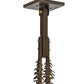 Meyda Lighting Aspen Leaf 30" 3-Light Antique Copper Island Pendant Light With Silver Mica Shade Glass