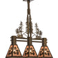 Meyda Lighting Aspen Leaf 30" 3-Light Antique Copper Island Pendant Light With Silver Mica Shade Glass