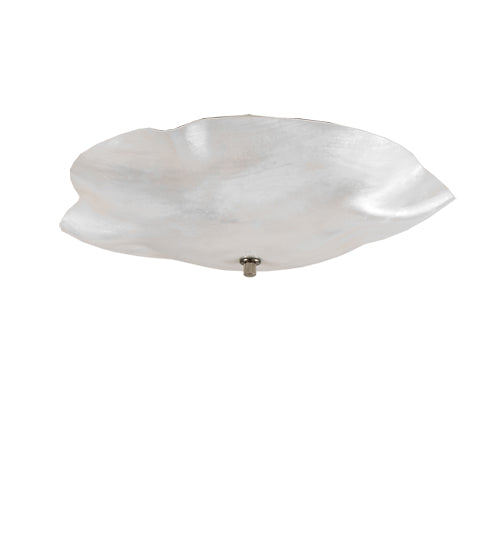 Meyda Lighting Atelier 16" 3-Light Brushed Nickel Organic Flush Mount Light With White Iridescent Shade Glass