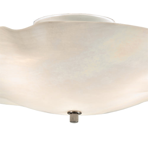 Meyda Lighting Atelier 16" 3-Light Brushed Nickel Organic Flush Mount Light With White Iridescent Shade Glass