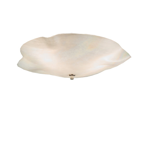 Meyda Lighting Atelier 16" 3-Light Brushed Nickel Organic Flush Mount Light With White Iridescent Shade Glass