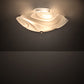 Meyda Lighting Atelier 16" 3-Light Brushed Nickel Swirl Glass Flush Mount Light With White Baroque Shade Glass