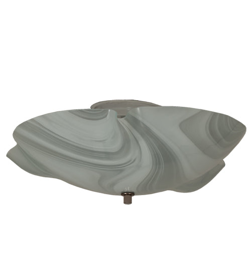 Meyda Lighting Atelier 16" 3-Light Brushed Nickel Swirl Glass Flush Mount Light With White Baroque Shade Glass