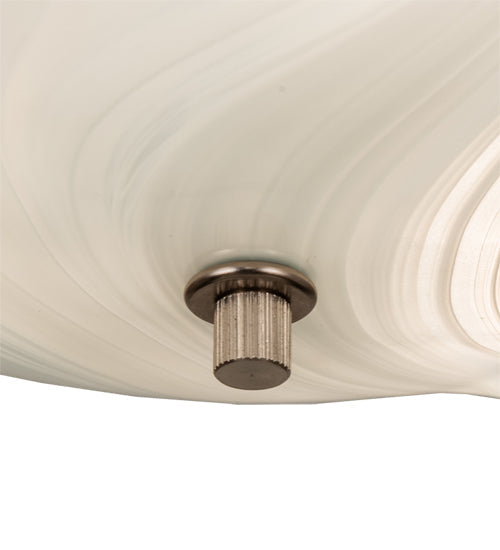 Meyda Lighting Atelier 16" 3-Light Brushed Nickel Swirl Glass Flush Mount Light With White Baroque Shade Glass