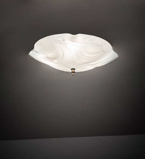 Meyda Lighting Atelier 16" 3-Light Polished Brass Organic Art Flush Mount Light With White Shade Glass