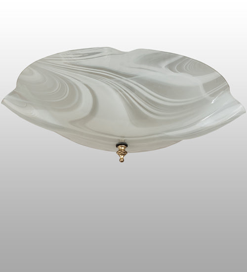 Meyda Lighting Atelier 16" 3-Light Polished Brass Organic Art Flush Mount Light With White Shade Glass